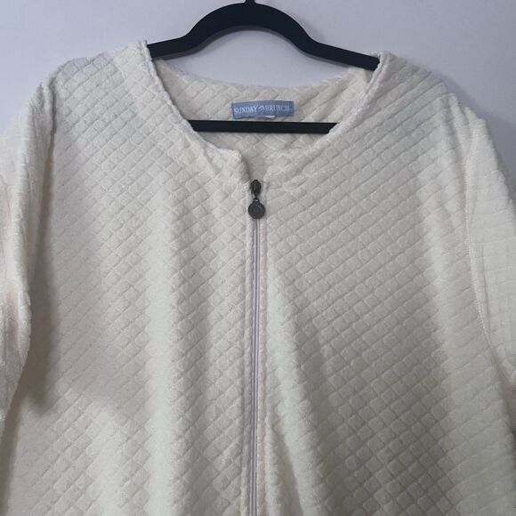 Sunday Brunch Wm's 2-Pocket Butter Yellow Short‎ Sleeve Zip-Up Waffle Weave Robe - Picture 3 of 6